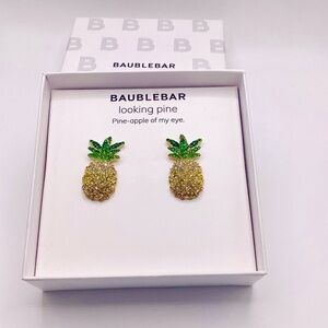 BaubleBar Green and Gold Pineapple Earrings